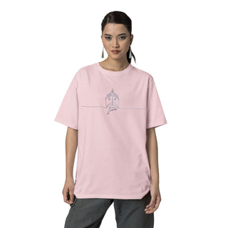Cotton pink Tshirt with merchant ship and dolphin illustration in the front